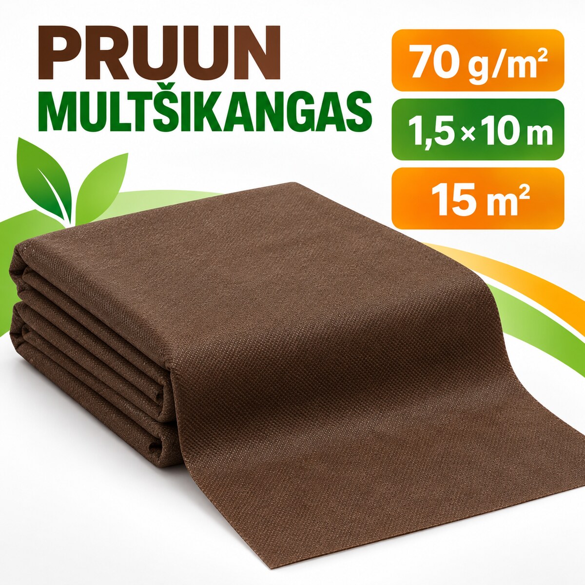 Pruun multšikangas 70 g/m², 1,5 × 10 m