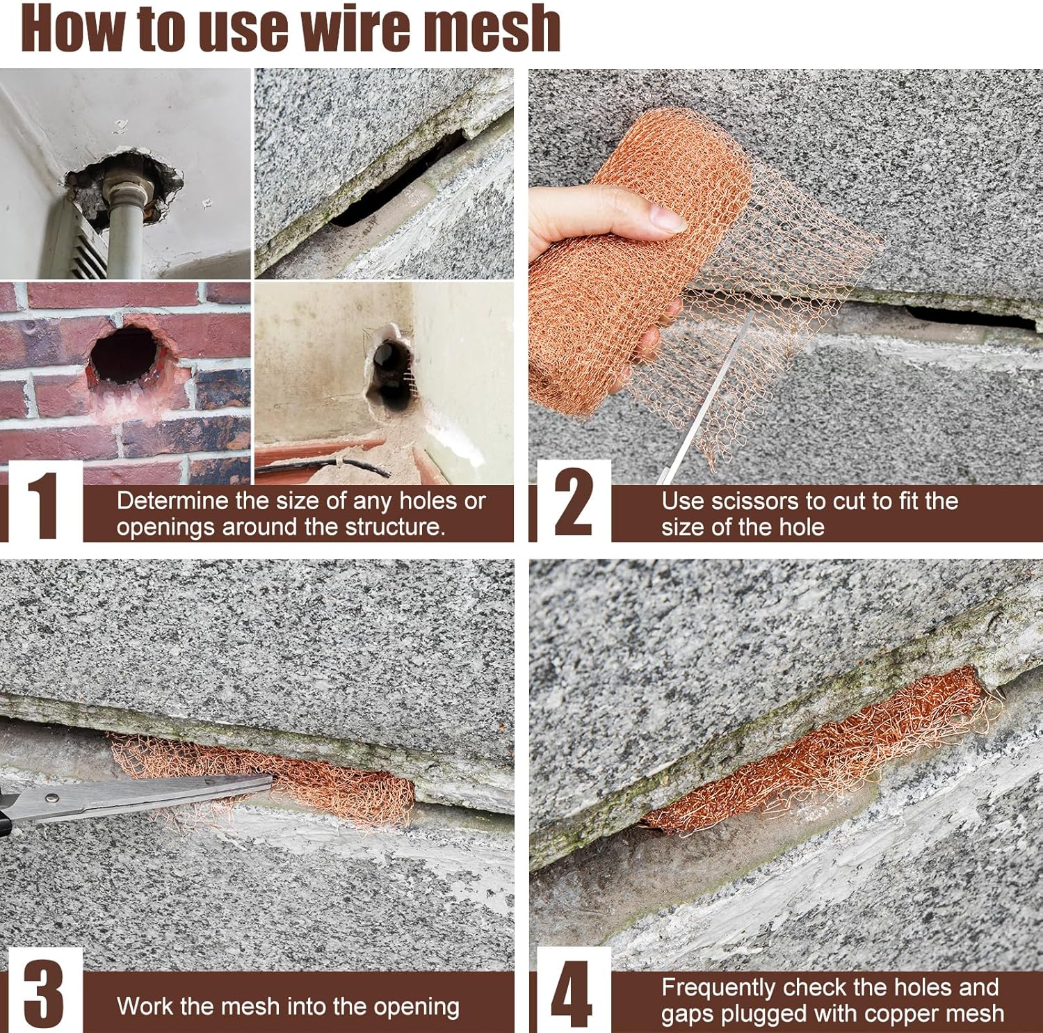 Kahekihiline vasest võrksukk nälkjate ja tigude vastu 127mm x 6m