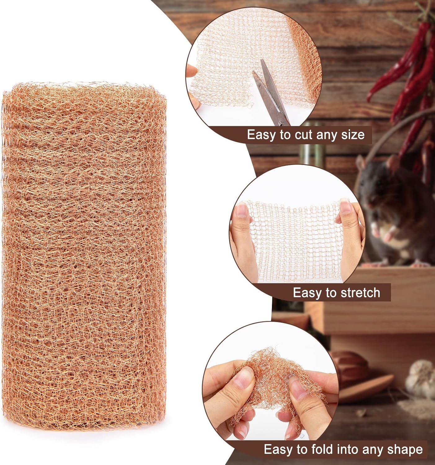 Kahekihiline vasest võrksukk nälkjate ja tigude vastu 127mm x 6m