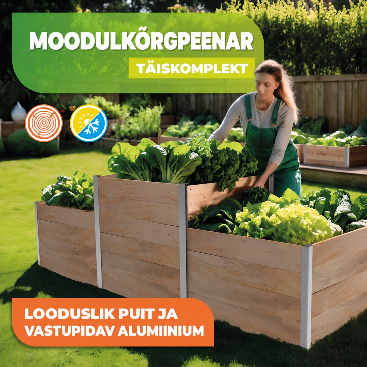 Puidust moodulkõrgpeenar – looduslik puit ja vastupidav alumiinium