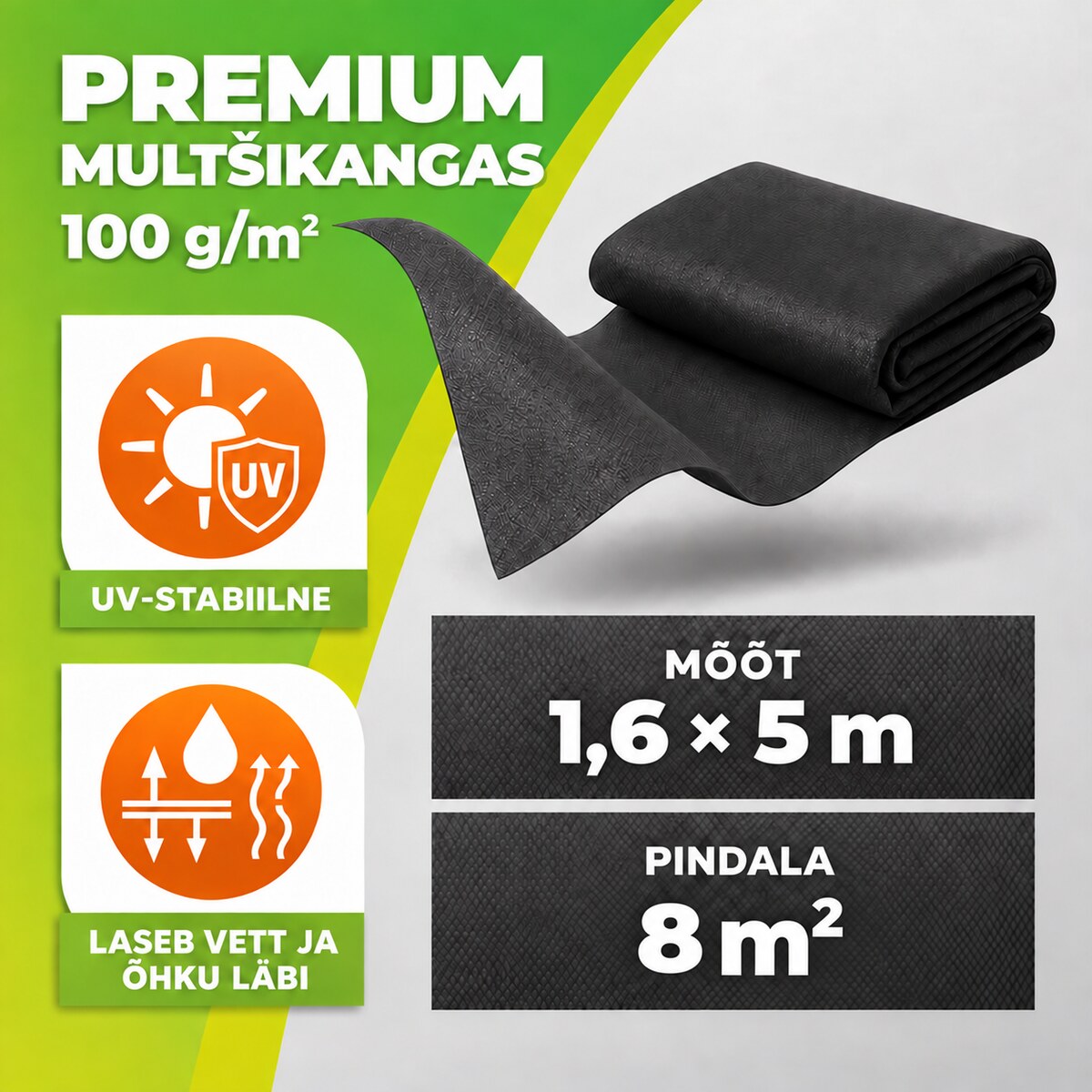 Multšikangas Premium 100 g/m², 1,6 × 5 m