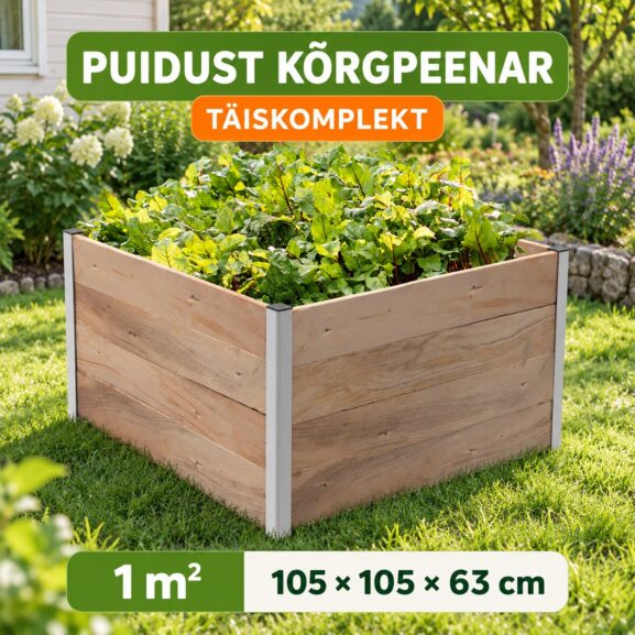 Puidust kõrgpeenar 1 m² mõõduga 105 × 105 × 63 cm